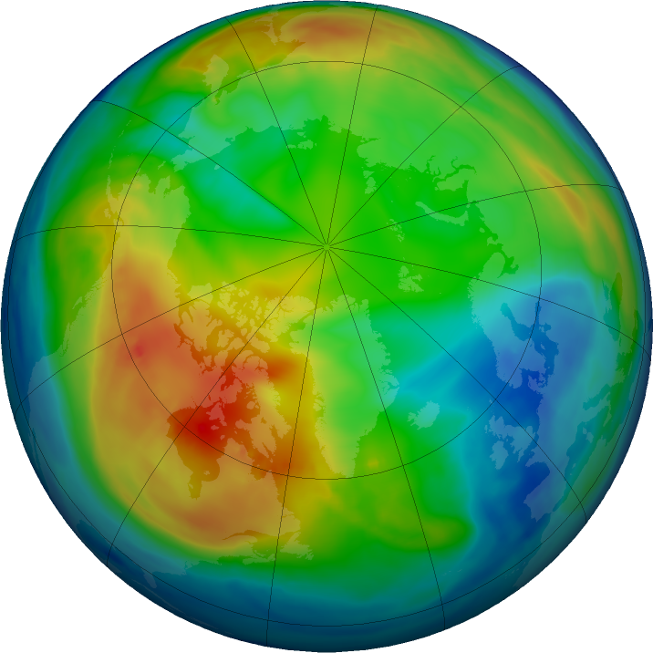 Arctic ozone map for 08 December 2016